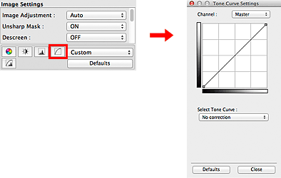 figure: Tone Curve Settings dialog