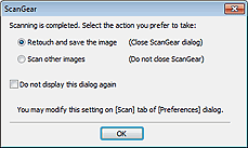 Abbildung: Dialogfeld für die Auswahl eines Verhaltens nach dem Scannen