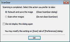 figure: Dialog box for selecting response after scanning