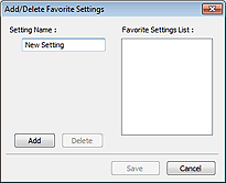 figure: Add/Delete Favorite Settings dialog box