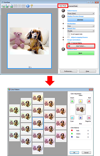 pav.: spalvų šablono dialogo langas