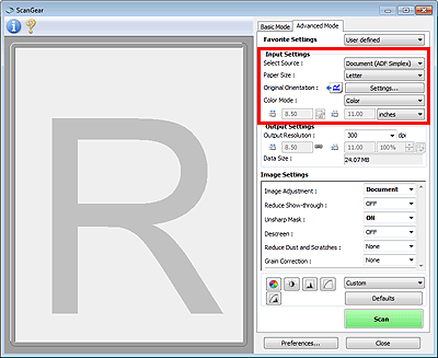 pav.: išplėstinio režimo skirtukas