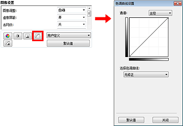 插图：“色调曲线设置”对话框