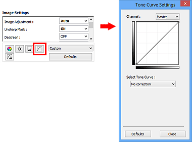 figure: Tone Curve Settings dialog box