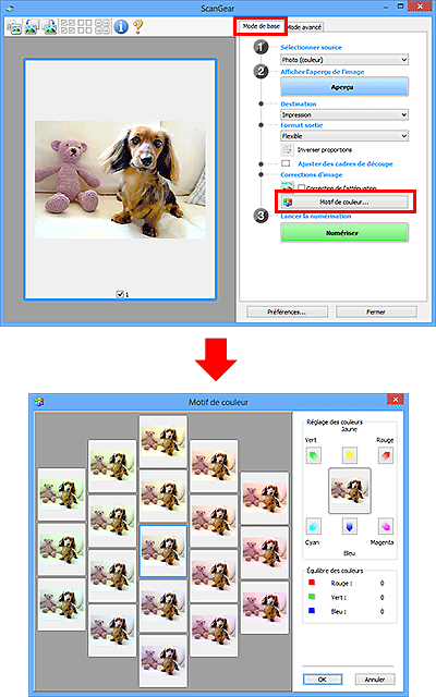 figure : boîte de dialogue Motif de couleur