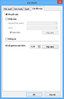 hình: Tab Cài đặt màu