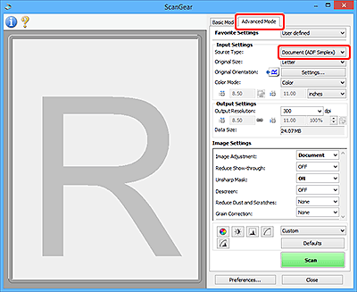 Ábra: A Különleges mód lap
