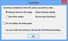 Abbildung: Dialogfeld für die Auswahl eines Verhaltens nach dem Scannen