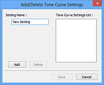 Imagen: cuadro de diálogo Agregar o eliminar configuración de curva de tonos