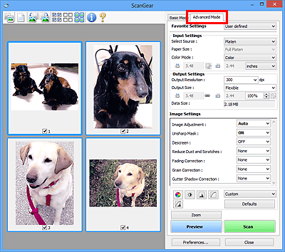 figure: Advanced Mode tab