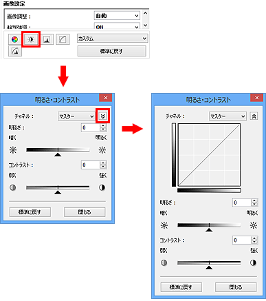 キヤノン Canoscan マニュアル 明るさ コントラストの調整のしかた