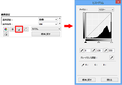 図：ヒストグラムダイアログボックス