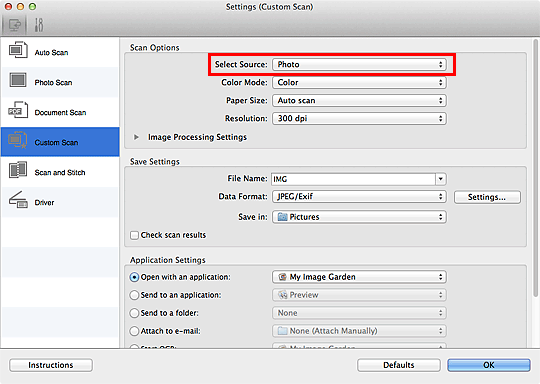 figure: Settings dialog