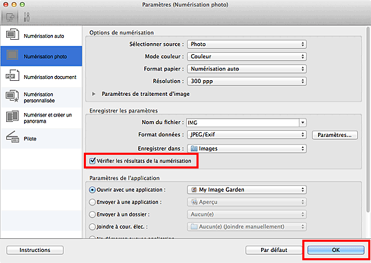 figure : boîte de dialogue Paramètres