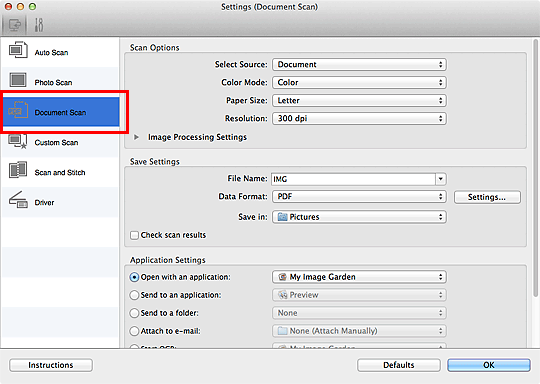 figure: Settings dialog