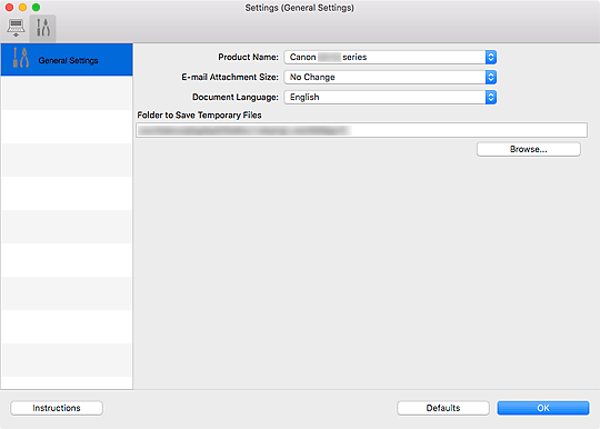 figure: Settings dialog