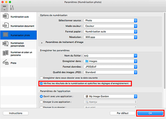 figure : boîte de dialogue Paramètres