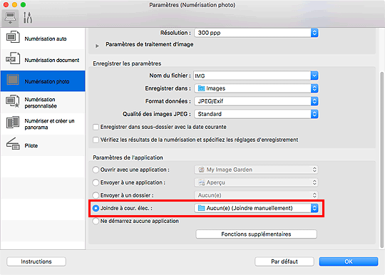 figure : boîte de dialogue Paramètres