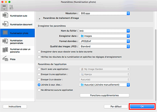 figure : boîte de dialogue Paramètres