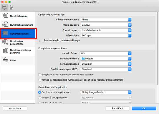 figure : boîte de dialogue Paramètres