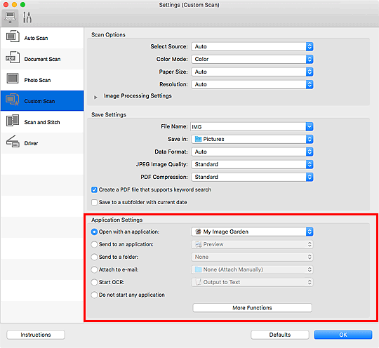 figure: Settings dialog