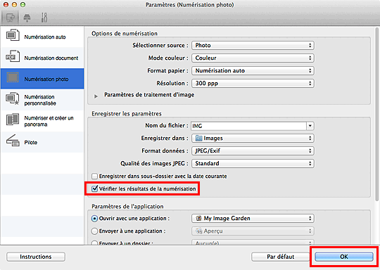 figure : boîte de dialogue Paramètres