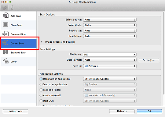 figure: Settings dialog