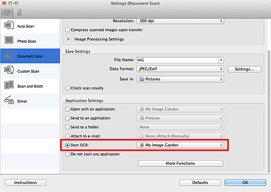 figure: Settings dialog