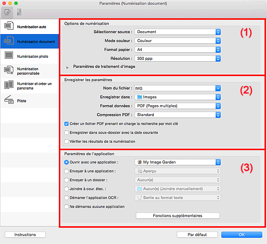 figure : boîte de dialogue Paramètres