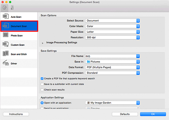 figure: Settings dialog