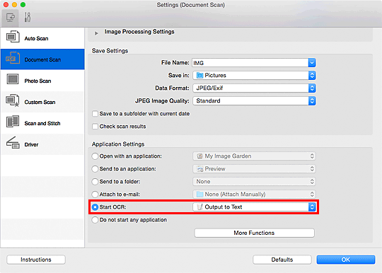 figure: Settings dialog