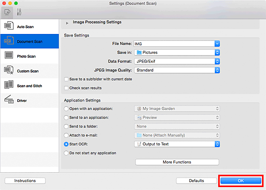 figure: Settings dialog