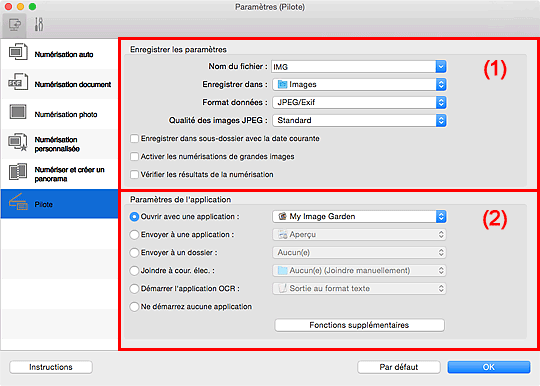 figure : boîte de dialogue Paramètres