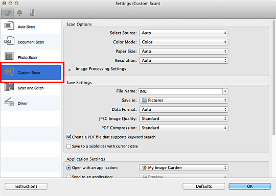 figure: Settings dialog