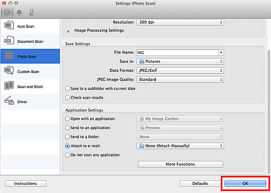 figure: Settings dialog