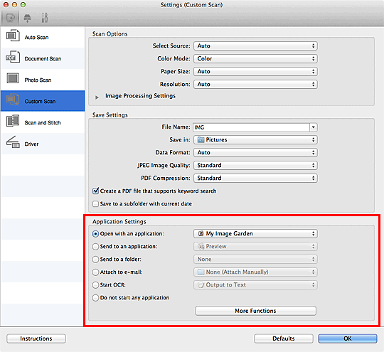 figure: Settings dialog