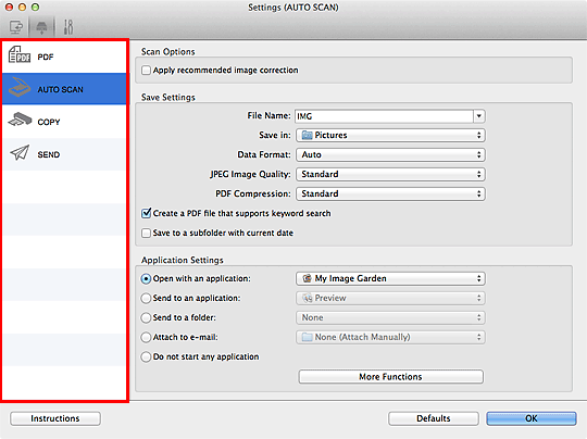 figure: Settings dialog