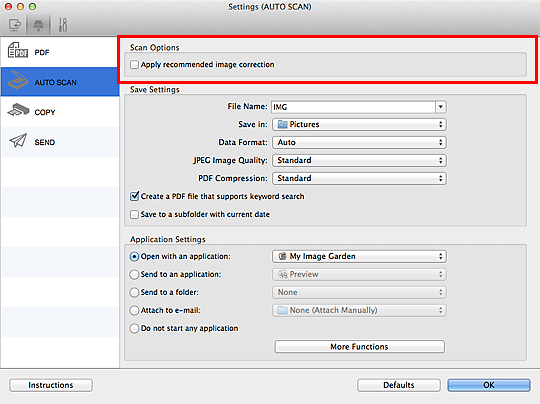 figure: Settings dialog