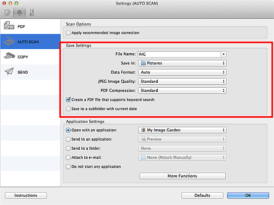 figure: Settings dialog