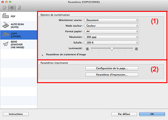 figure : boîte de dialogue Paramètres