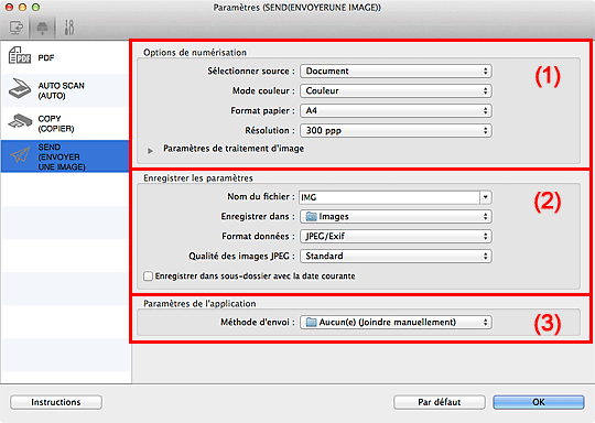 figure : boîte de dialogue Paramètres