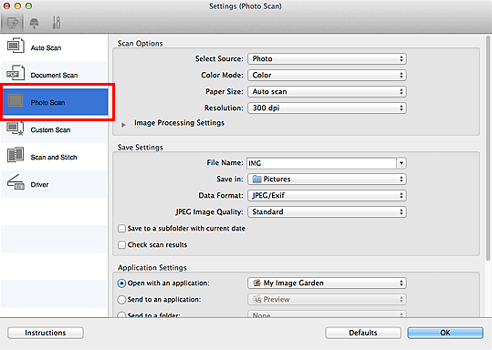 figure: Settings dialog