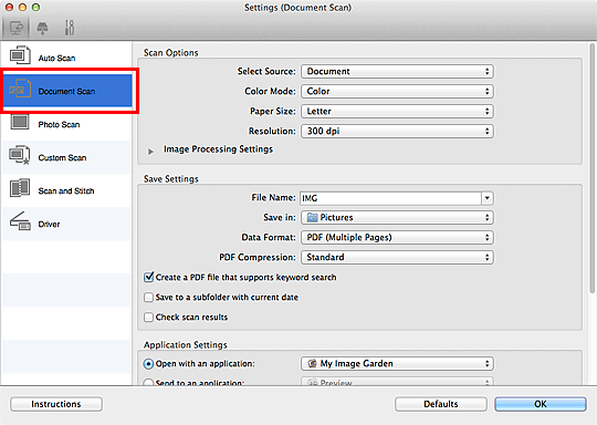 figure: Settings dialog