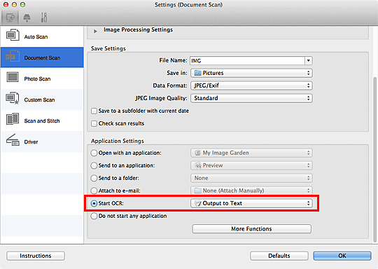 figure: Settings dialog