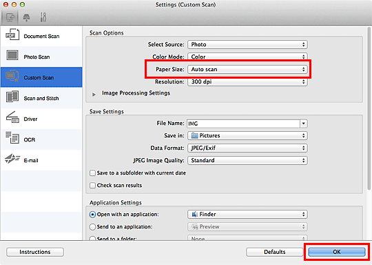 figure: Settings dialog