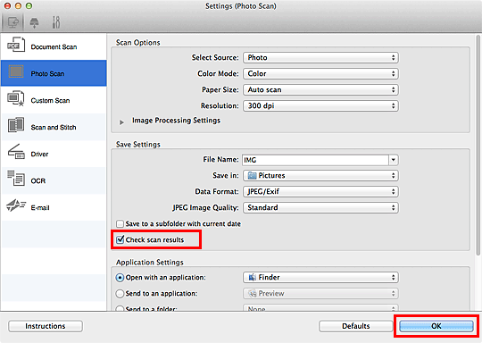 figure: Settings dialog