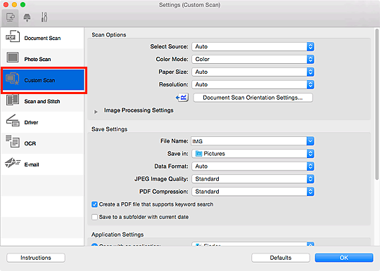 figure: Settings dialog