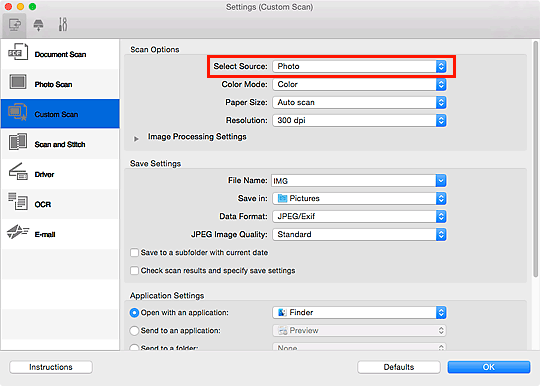 figure: Settings dialog