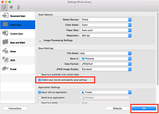 figure: Settings dialog