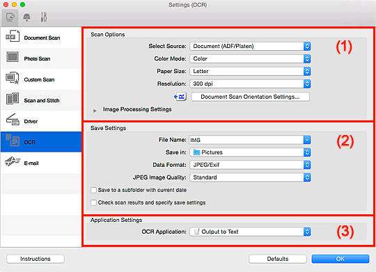 figure: Settings dialog